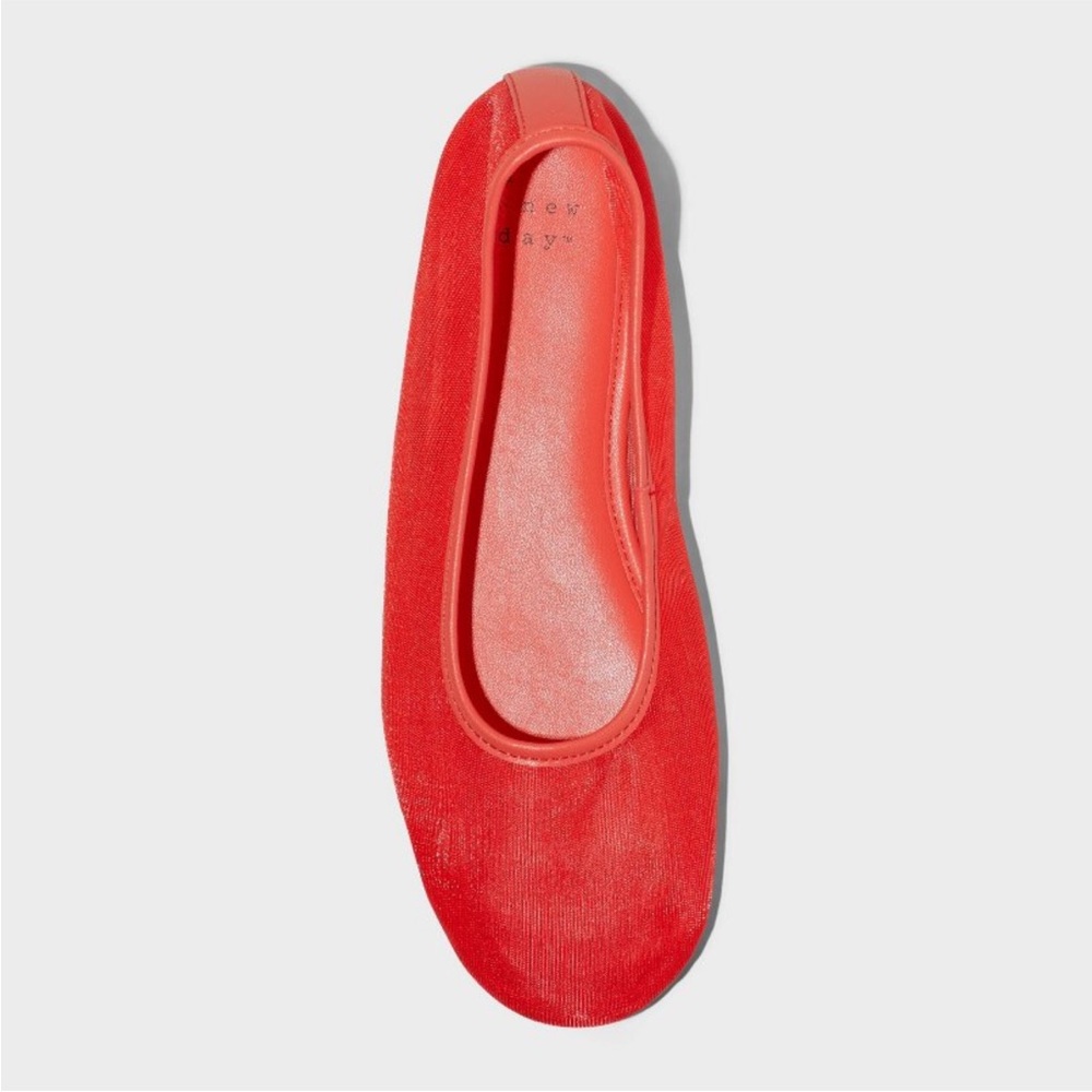 NWT Red Mesh Ballet Flats with Memory Foam Insole